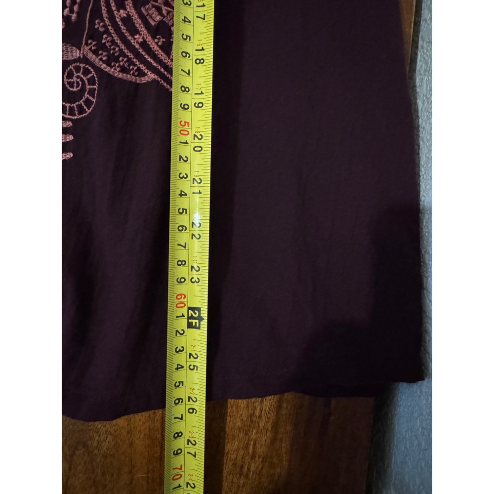 Pure Jill Tunic Top Womens Medium Petite Burgundy Boho Embroidered Peasant Shirt - Picture 7 of 12